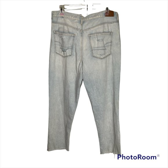 American Eagle Light Straight Denim Jeans Distressed Size 12 NEW 100% Cotton - Picture 5 of 8